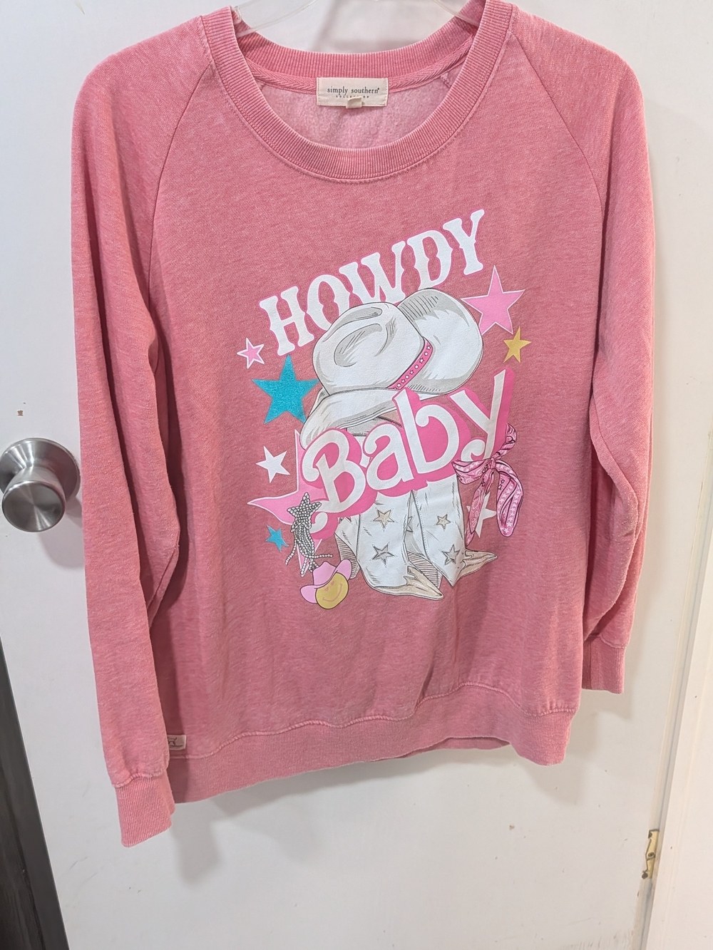 Simply Southern Pink 'Howdy Baby' Graphic Sweatshirt